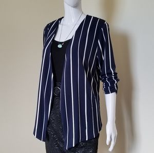 Sequin Hearts Navy White Striped Blazer Coat XL